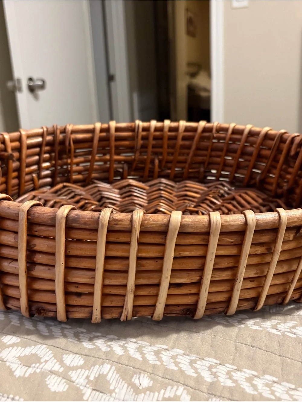 Woven Rattan Serving Basket Tray - Natural Brown